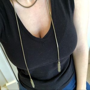 Layering Bronze Choker Necklace with Tassels